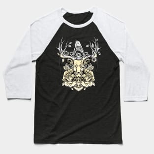 Deer and Bird Tattoo Design Baseball T-Shirt